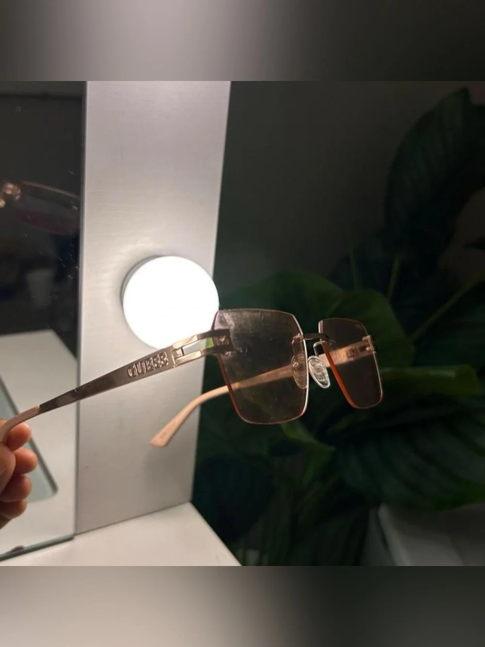 Guess Brown Gradient Rimless Sunglasses